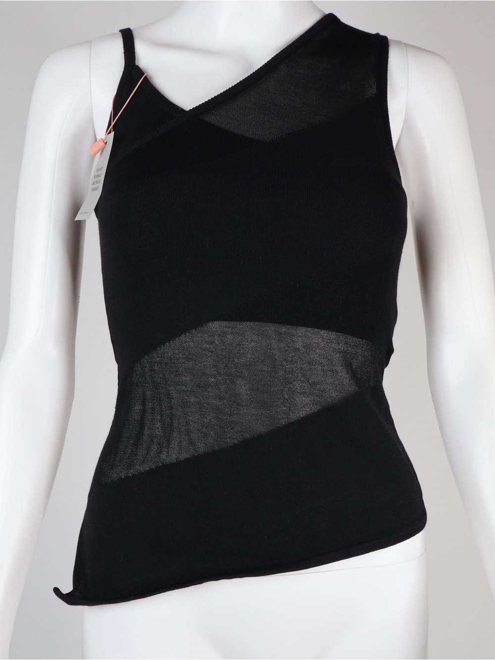 CULT GAIA | Women's Black Asymmetrical Mesh Panel Tank “Masika” Top | Size XS